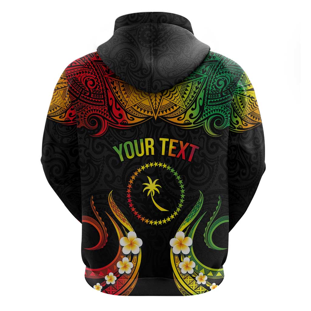 Personalised Chuuk Independence Day Zip Hoodie Polynesian Tattoo and Plumeria Reggae Color LT03 - Polynesian Pride
