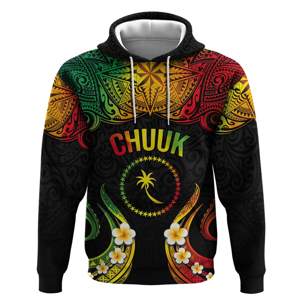 Personalised Chuuk Independence Day Zip Hoodie Polynesian Tattoo and Plumeria Reggae Color LT03 Pullover Hoodie Reggae - Polynesian Pride
