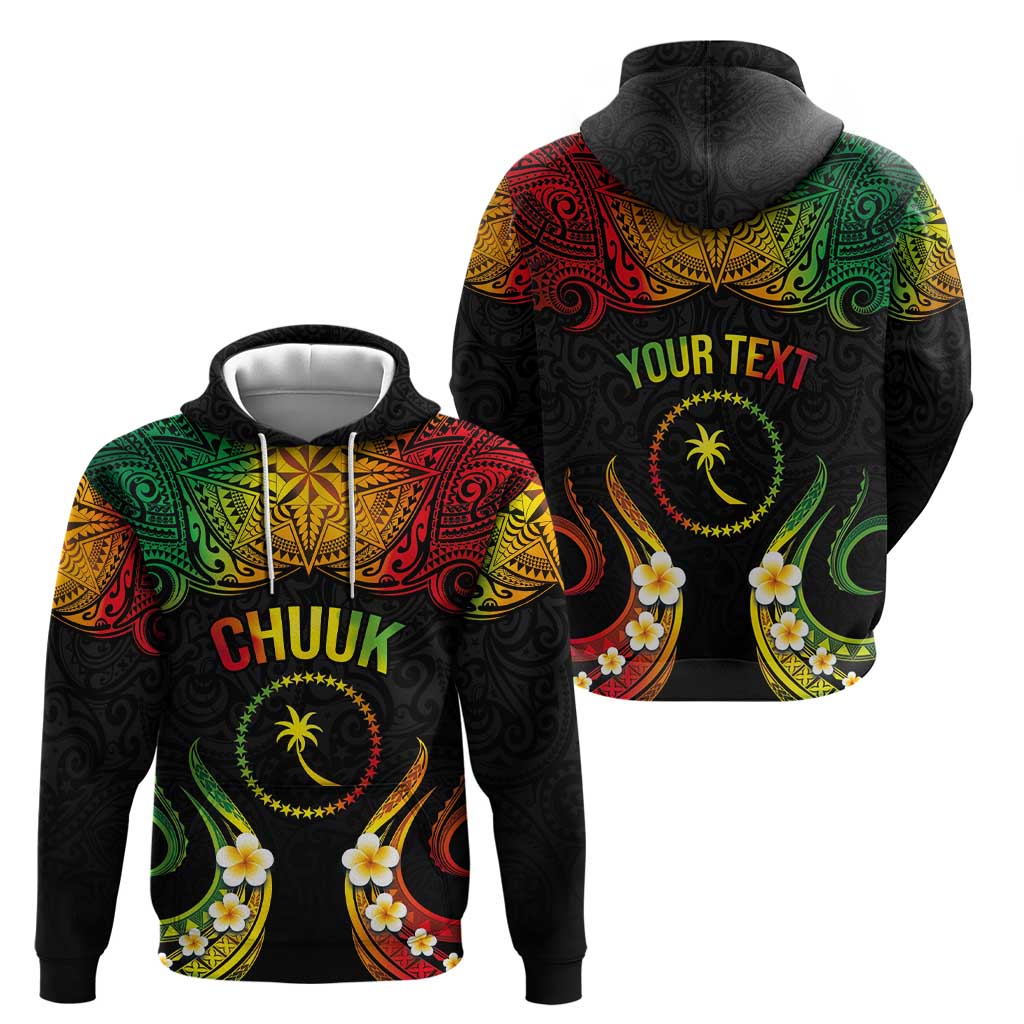 Personalised Chuuk Independence Day Zip Hoodie Polynesian Tattoo and Plumeria Reggae Color LT03 - Polynesian Pride