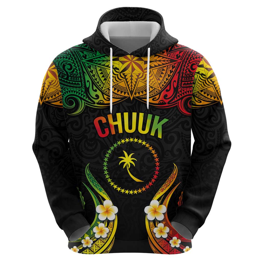 Personalised Chuuk Independence Day Zip Hoodie Polynesian Tattoo and Plumeria Reggae Color LT03 - Polynesian Pride