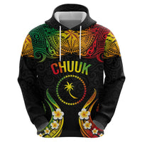 Personalised Chuuk Independence Day Zip Hoodie Polynesian Tattoo and Plumeria Reggae Color LT03 - Polynesian Pride