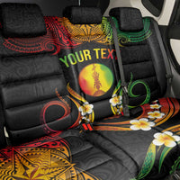 Personalised New Caledonia Independence Day Back Car Seat Cover Polynesian Tattoo and Plumeria Reggae Color LT03 - Polynesian Pride