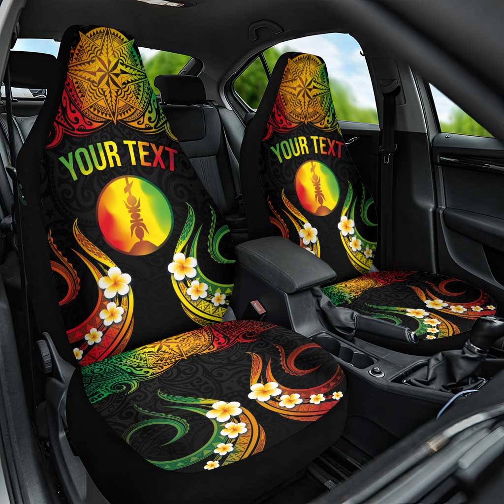 Personalised New Caledonia Independence Day Car Seat Cover Polynesian Tattoo and Plumeria Reggae Color LT03 One Size Reggae - Polynesian Pride