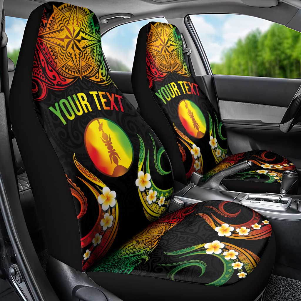 Personalised New Caledonia Independence Day Car Seat Cover Polynesian Tattoo and Plumeria Reggae Color LT03 - Polynesian Pride