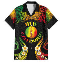 Personalised New Caledonia Independence Day Family Matching Long Sleeve Bodycon Dress and Hawaiian Shirt Polynesian Tattoo and Plumeria Reggae Color LT03 Dad's Shirt - Short Sleeve Reggae - Polynesian Pride