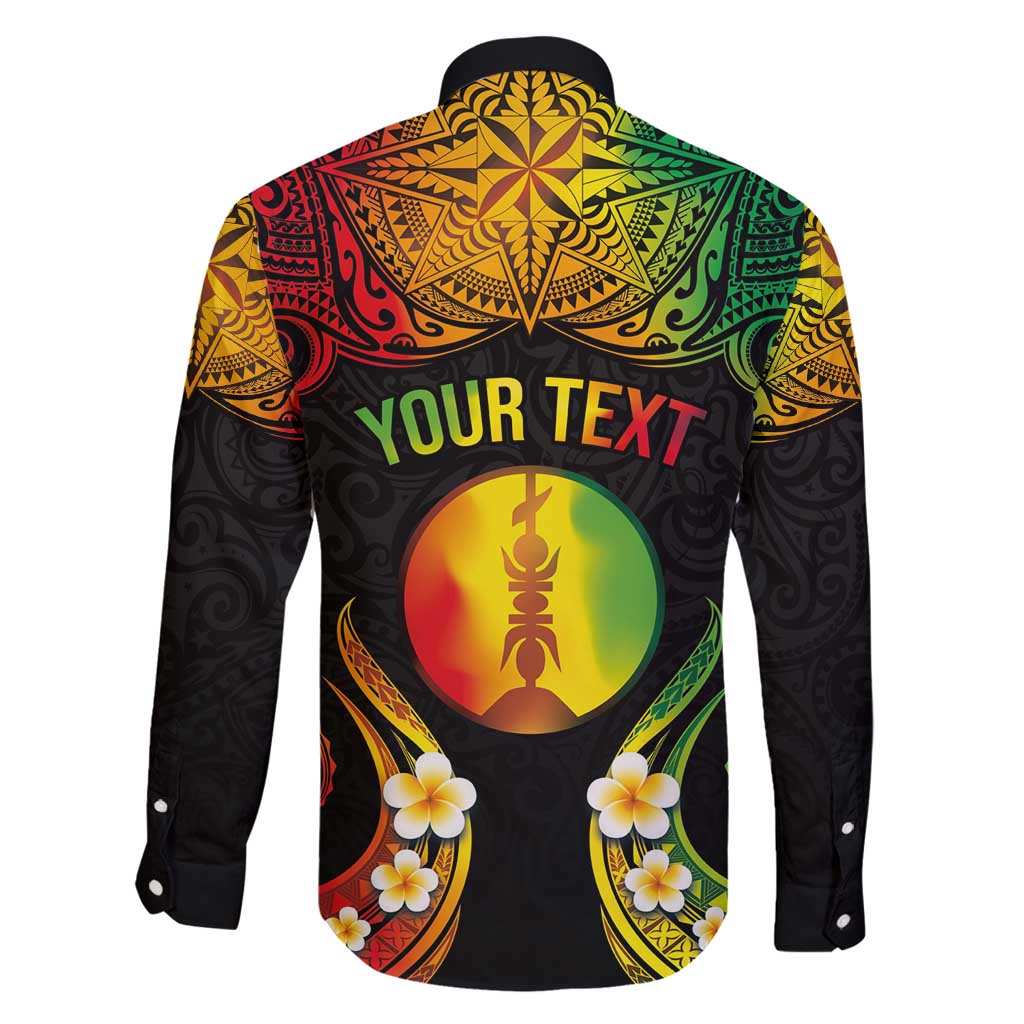 Personalised New Caledonia Independence Day Family Matching Long Sleeve Bodycon Dress and Hawaiian Shirt Polynesian Tattoo and Plumeria Reggae Color LT03 - Polynesian Pride