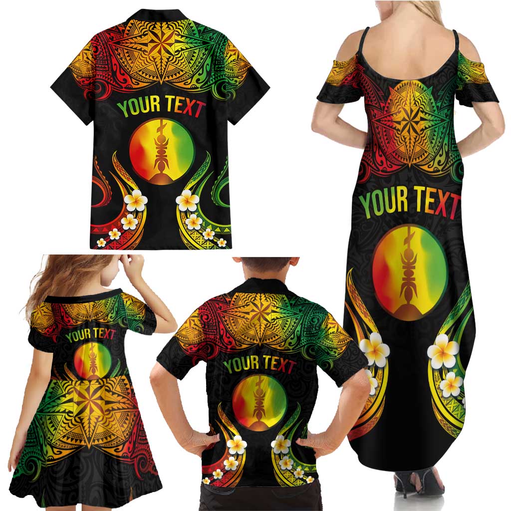 Personalised New Caledonia Independence Day Family Matching Summer Maxi Dress and Hawaiian Shirt Polynesian Tattoo and Plumeria Reggae Color LT03 - Polynesian Pride