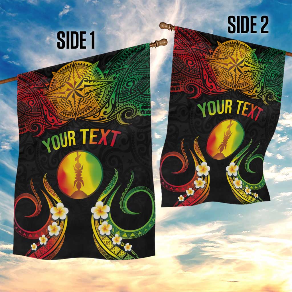 Personalised New Caledonia Independence Day Garden Flag Polynesian Tattoo and Plumeria Reggae Color LT03 - Polynesian Pride