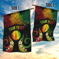 Personalised New Caledonia Independence Day Garden Flag Polynesian Tattoo and Plumeria Reggae Color LT03 - Polynesian Pride