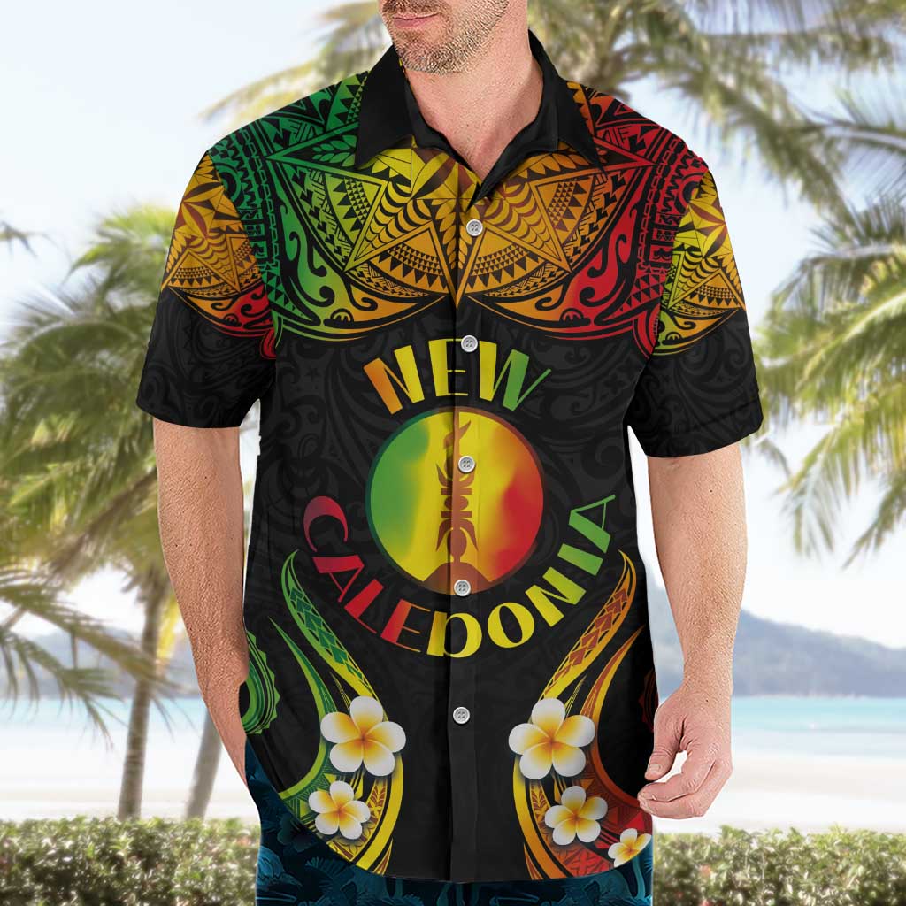 Personalised New Caledonia Independence Day Hawaiian Shirt Polynesian Tattoo and Plumeria Reggae Color LT03 - Polynesian Pride