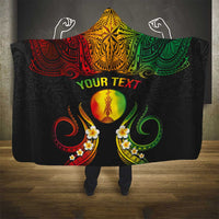 Personalised New Caledonia Independence Day Hooded Blanket Polynesian Tattoo and Plumeria Reggae Color LT03 - Polynesian Pride
