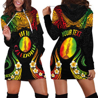 Personalised New Caledonia Independence Day Hoodie Dress Polynesian Tattoo and Plumeria Reggae Color LT03 - Polynesian Pride