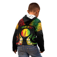 Personalised New Caledonia Independence Day Kid Hoodie Polynesian Tattoo and Plumeria Reggae Color LT03 - Polynesian Pride