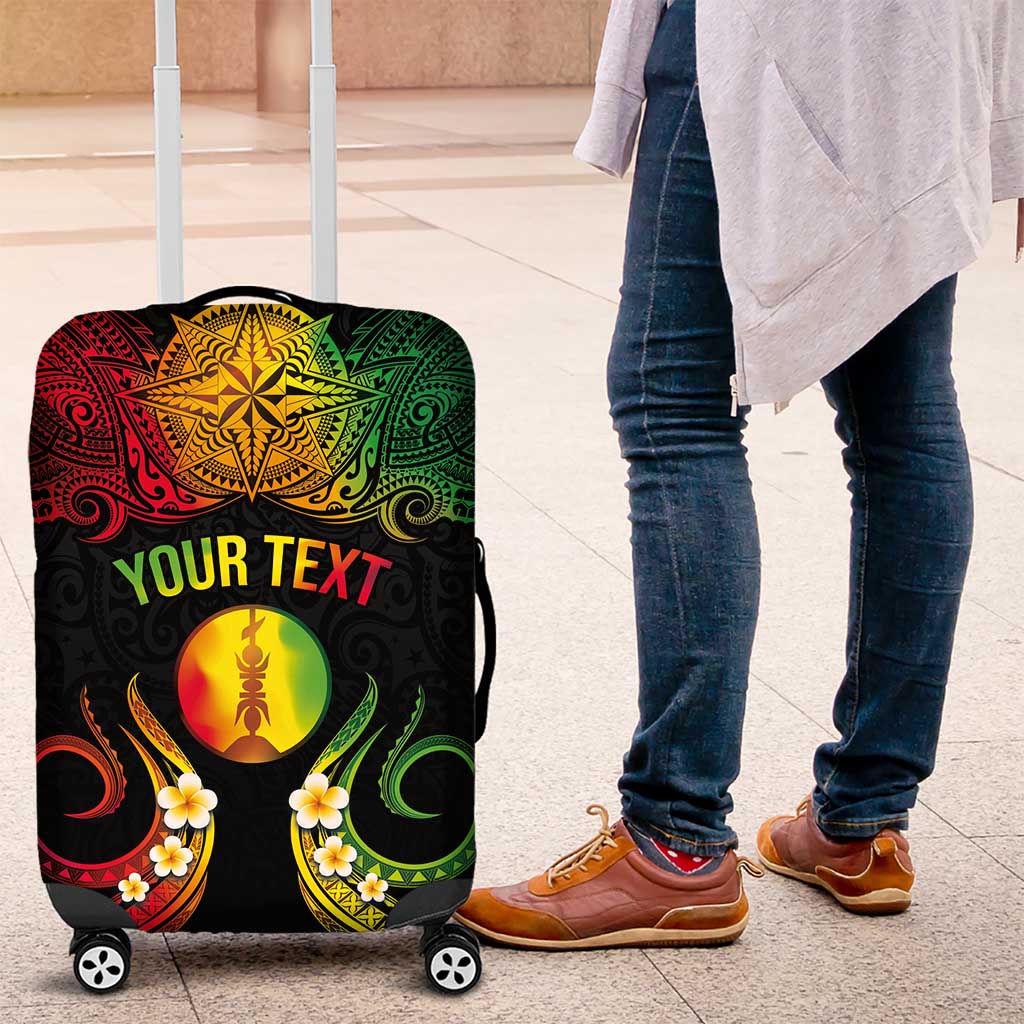 Personalised New Caledonia Independence Day Luggage Cover Polynesian Tattoo and Plumeria Reggae Color LT03 Reggae - Polynesian Pride