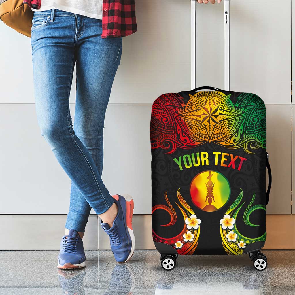 Personalised New Caledonia Independence Day Luggage Cover Polynesian Tattoo and Plumeria Reggae Color LT03 - Polynesian Pride
