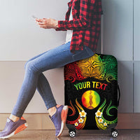 Personalised New Caledonia Independence Day Luggage Cover Polynesian Tattoo and Plumeria Reggae Color LT03 - Polynesian Pride