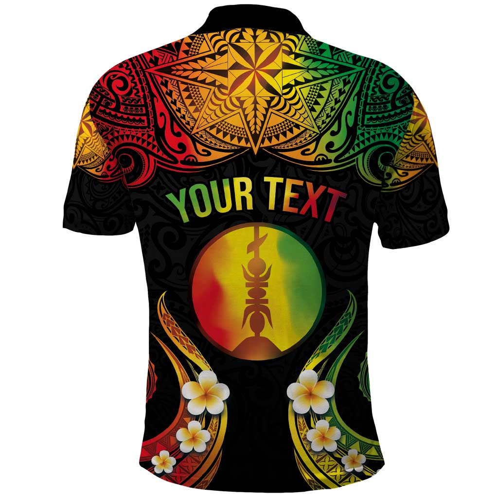 Personalised New Caledonia Independence Day Polo Shirt Polynesian Tattoo and Plumeria Reggae Color LT03 - Polynesian Pride