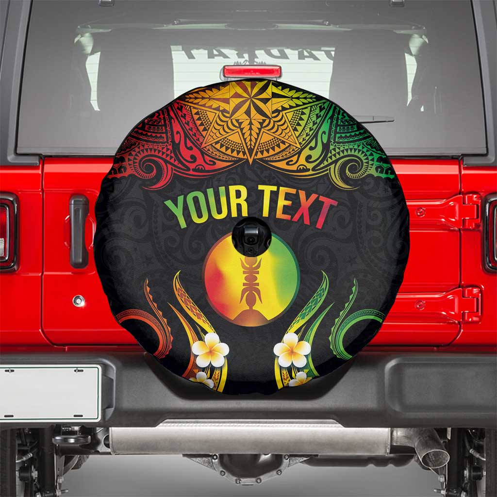 Personalised New Caledonia Independence Day Spare Tire Cover Polynesian Tattoo and Plumeria Reggae Color LT03 - Polynesian Pride