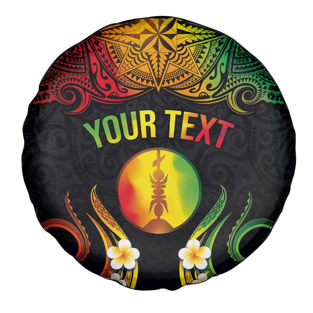 Personalised New Caledonia Independence Day Spare Tire Cover Polynesian Tattoo and Plumeria Reggae Color LT03 - Polynesian Pride