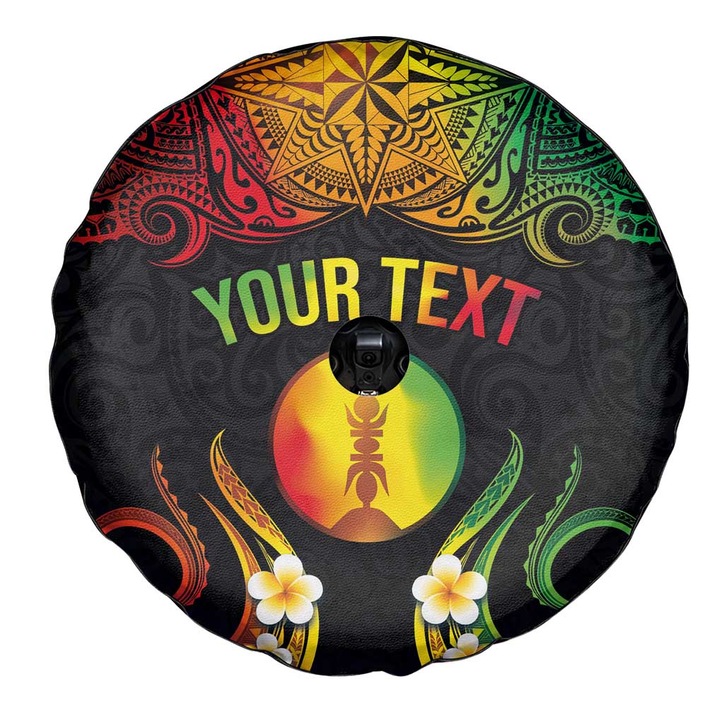 Personalised New Caledonia Independence Day Spare Tire Cover Polynesian Tattoo and Plumeria Reggae Color LT03 - Polynesian Pride
