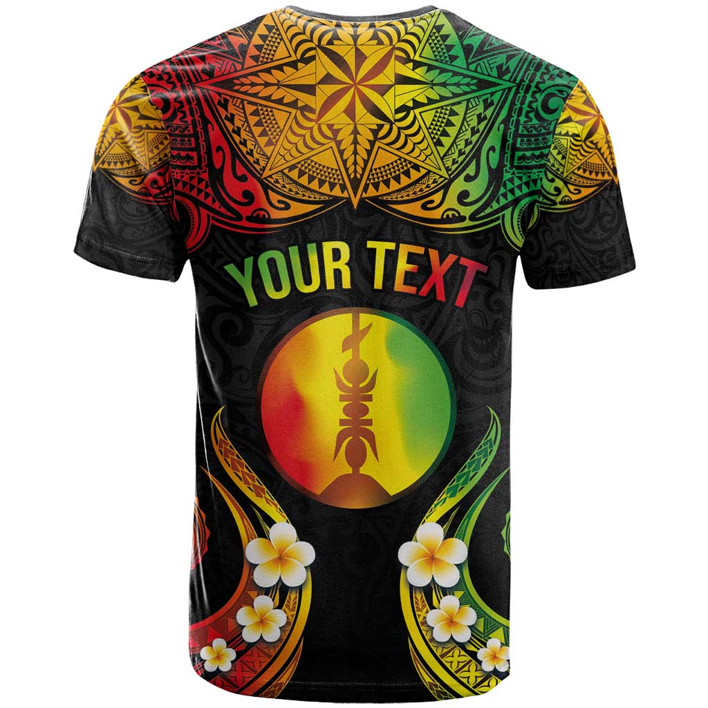 Personalised New Caledonia Independence Day T Shirt Polynesian Tattoo and Plumeria Reggae Color LT03 - Polynesian Pride