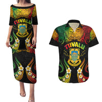 Personalised Tuvalu Independence Day Couples Matching Puletasi and Hawaiian Shirt Polynesian Tattoo and Plumeria Reggae Color LT03 Reggae - Polynesian Pride