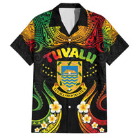 Personalised Tuvalu Independence Day Family Matching Long Sleeve Bodycon Dress and Hawaiian Shirt Polynesian Tattoo and Plumeria Reggae Color LT03 Dad's Shirt - Short Sleeve Reggae - Polynesian Pride