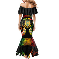 Personalised Tuvalu Independence Day Family Matching Mermaid Dress and Hawaiian Shirt Polynesian Tattoo and Plumeria Reggae Color LT03 - Polynesian Pride