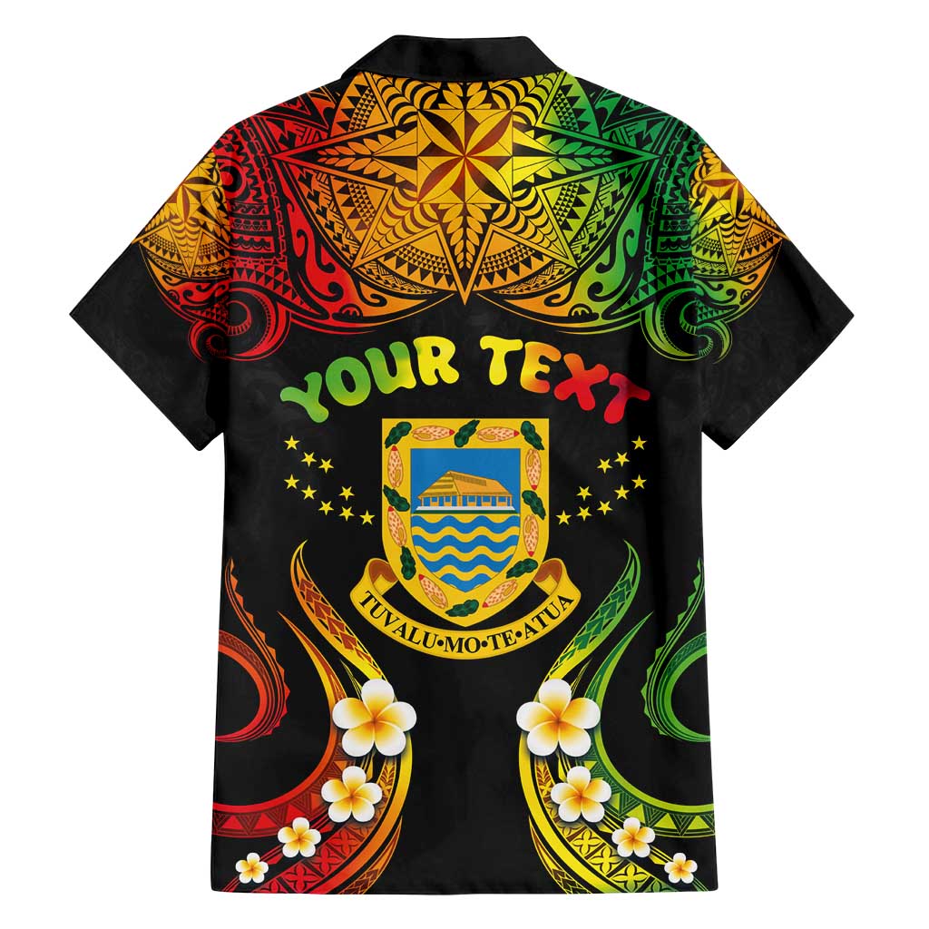 Personalised Tuvalu Independence Day Family Matching Off Shoulder Maxi Dress and Hawaiian Shirt Polynesian Tattoo and Plumeria Reggae Color LT03 - Polynesian Pride