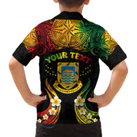 Personalised Tuvalu Independence Day Family Matching Off Shoulder Short Dress and Hawaiian Shirt Polynesian Tattoo and Plumeria Reggae Color LT03 - Polynesian Pride