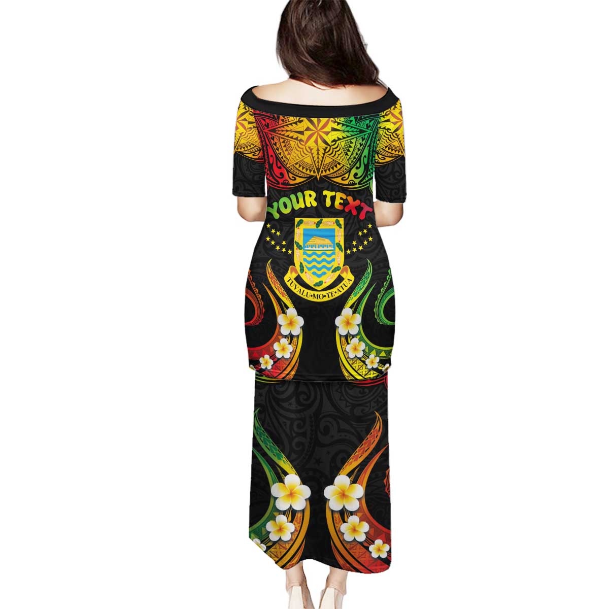 Personalised Tuvalu Independence Day Family Matching Puletasi and Hawaiian Shirt Polynesian Tattoo and Plumeria Reggae Color LT03 - Polynesian Pride