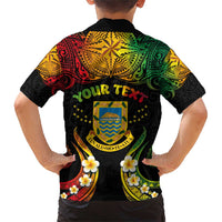 Personalised Tuvalu Independence Day Family Matching Short Sleeve Bodycon Dress and Hawaiian Shirt Polynesian Tattoo and Plumeria Reggae Color LT03 - Polynesian Pride