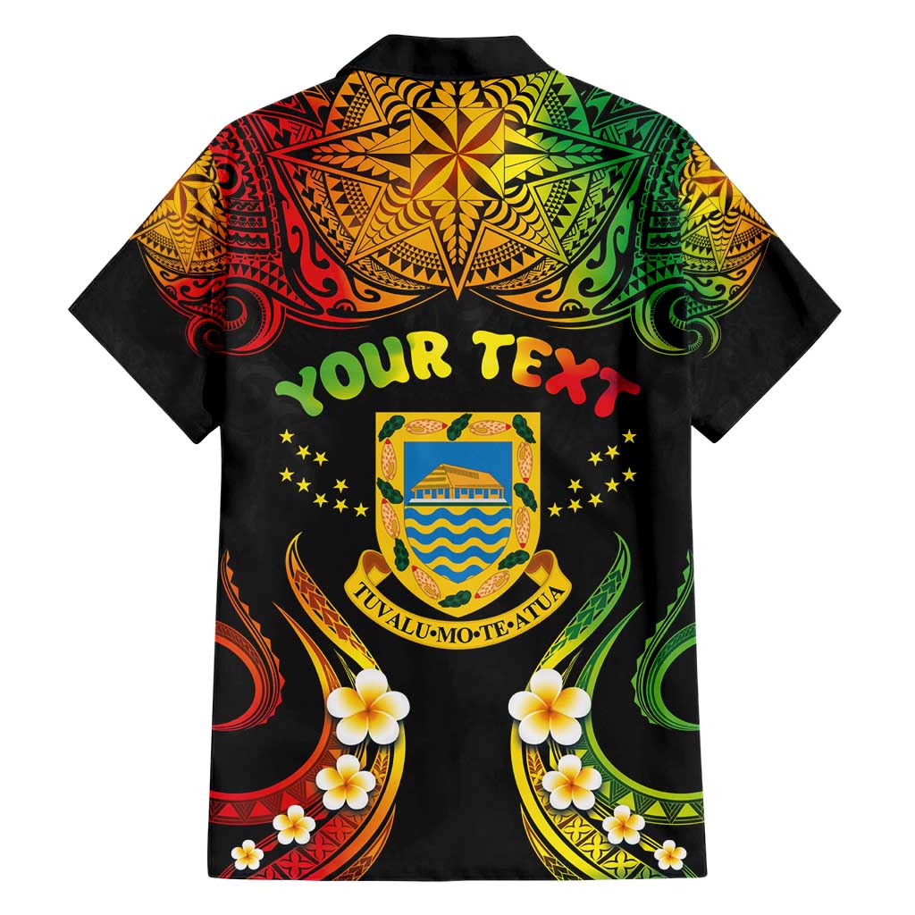 Personalised Tuvalu Independence Day Family Matching Short Sleeve Bodycon Dress and Hawaiian Shirt Polynesian Tattoo and Plumeria Reggae Color LT03 - Polynesian Pride