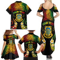 Personalised Tuvalu Independence Day Family Matching Summer Maxi Dress and Hawaiian Shirt Polynesian Tattoo and Plumeria Reggae Color LT03 - Polynesian Pride