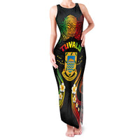 Personalised Tuvalu Independence Day Family Matching Tank Maxi Dress and Hawaiian Shirt Polynesian Tattoo and Plumeria Reggae Color LT03 Mom's Dress Reggae - Polynesian Pride