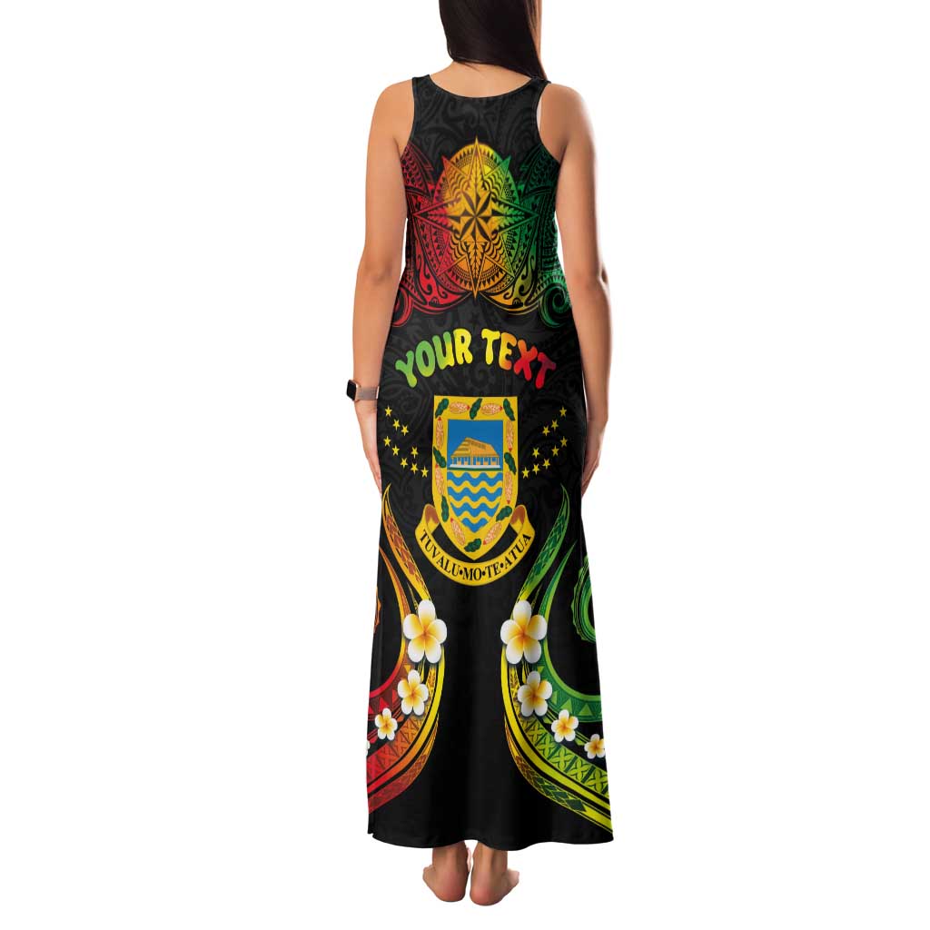 Personalised Tuvalu Independence Day Family Matching Tank Maxi Dress and Hawaiian Shirt Polynesian Tattoo and Plumeria Reggae Color LT03 - Polynesian Pride