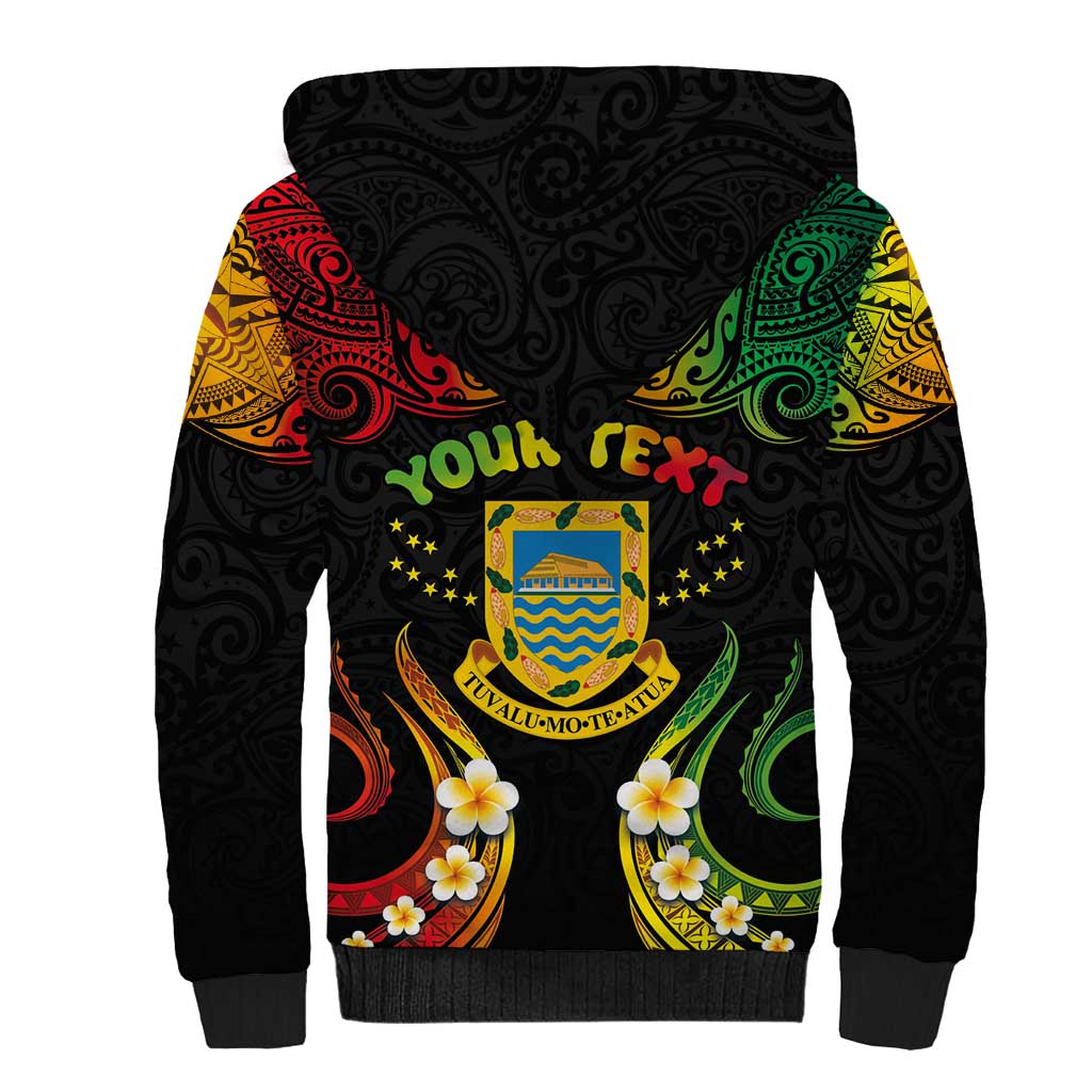 Personalised Tuvalu Independence Day Sherpa Hoodie Polynesian Tattoo and Plumeria Reggae Color LT03 - Polynesian Pride