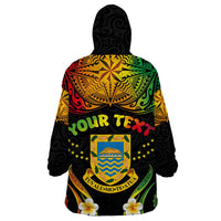 Personalised Tuvalu Independence Day Wearable Blanket Hoodie Polynesian Tattoo and Plumeria Reggae Color LT03 - Polynesian Pride