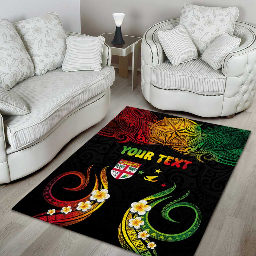 Personalised Malampa Fiji Day Area Rug Polynesian Tattoo and Plumeria Reggae Color LT03 - Polynesian Pride