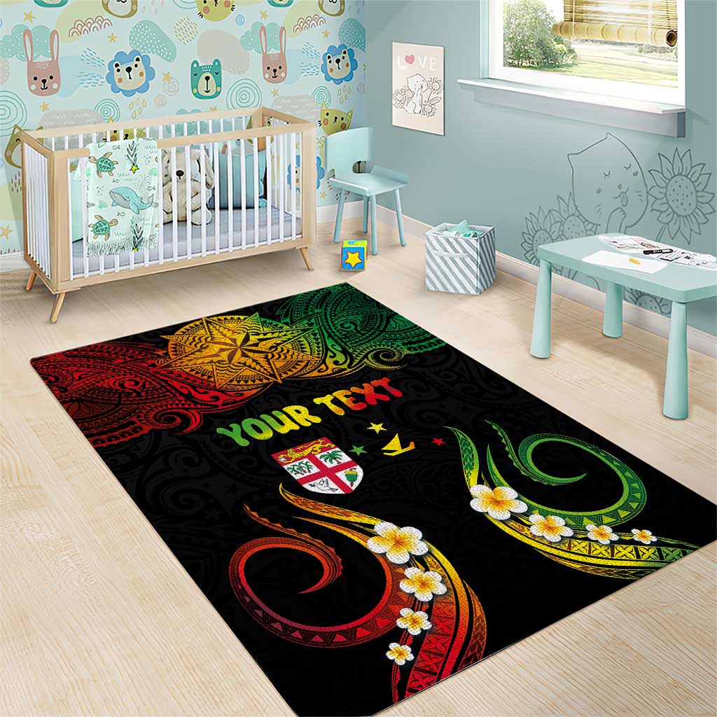Personalised Malampa Fiji Day Area Rug Polynesian Tattoo and Plumeria Reggae Color LT03 - Polynesian Pride