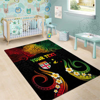 Personalised Malampa Fiji Day Area Rug Polynesian Tattoo and Plumeria Reggae Color LT03 - Polynesian Pride