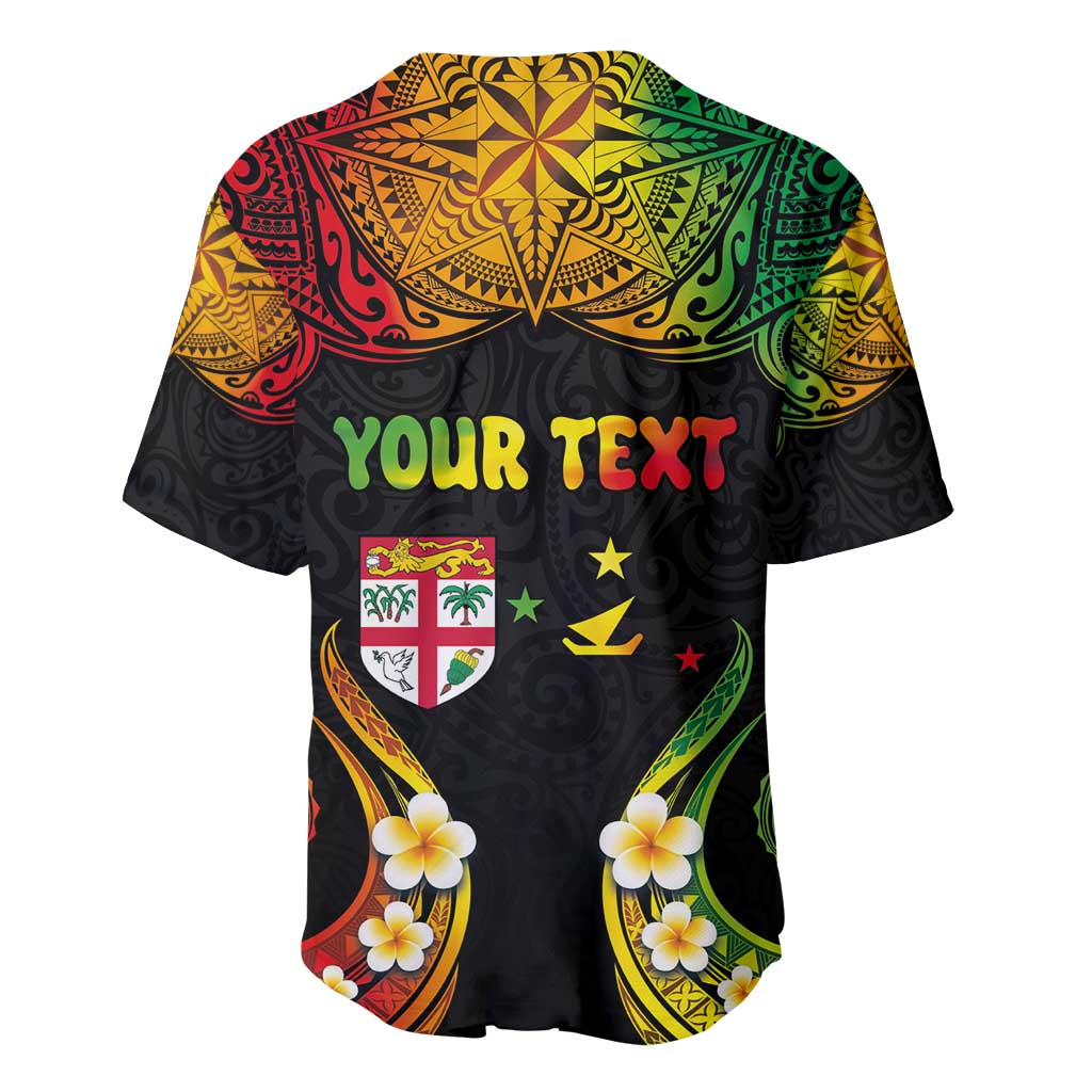 Personalised Malampa Fiji Day Baseball Jersey Polynesian Tattoo and Plumeria Reggae Color LT03 - Polynesian Pride