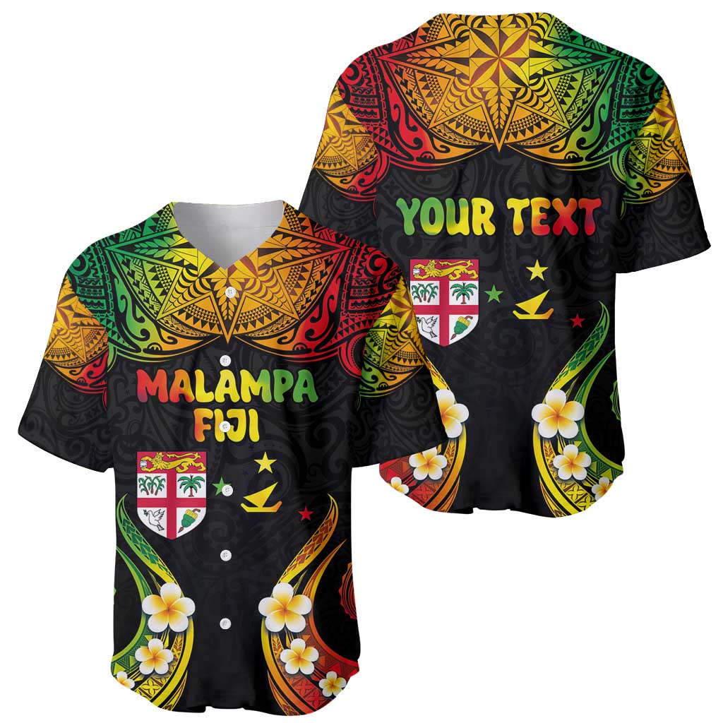 Personalised Malampa Fiji Day Baseball Jersey Polynesian Tattoo and Plumeria Reggae Color LT03 - Polynesian Pride