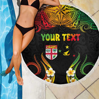 Personalised Malampa Fiji Day Beach Blanket Polynesian Tattoo and Plumeria Reggae Color LT03 - Polynesian Pride