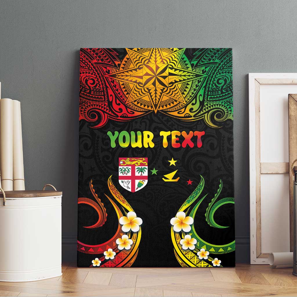 Personalised Malampa Fiji Day Canvas Wall Art Polynesian Tattoo and Plumeria Reggae Color LT03 - Polynesian Pride