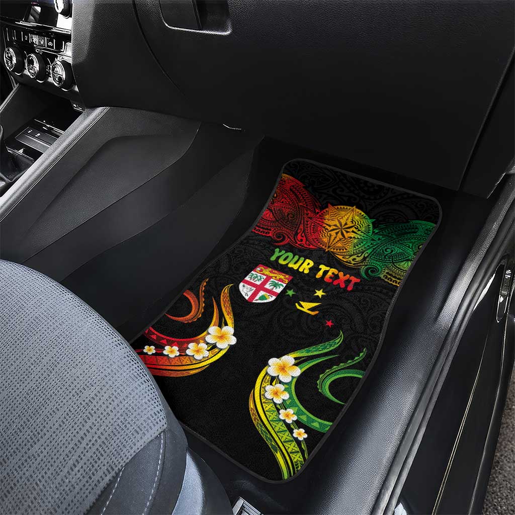 Personalised Malampa Fiji Day Car Mats Polynesian Tattoo and Plumeria Reggae Color LT03 - Polynesian Pride
