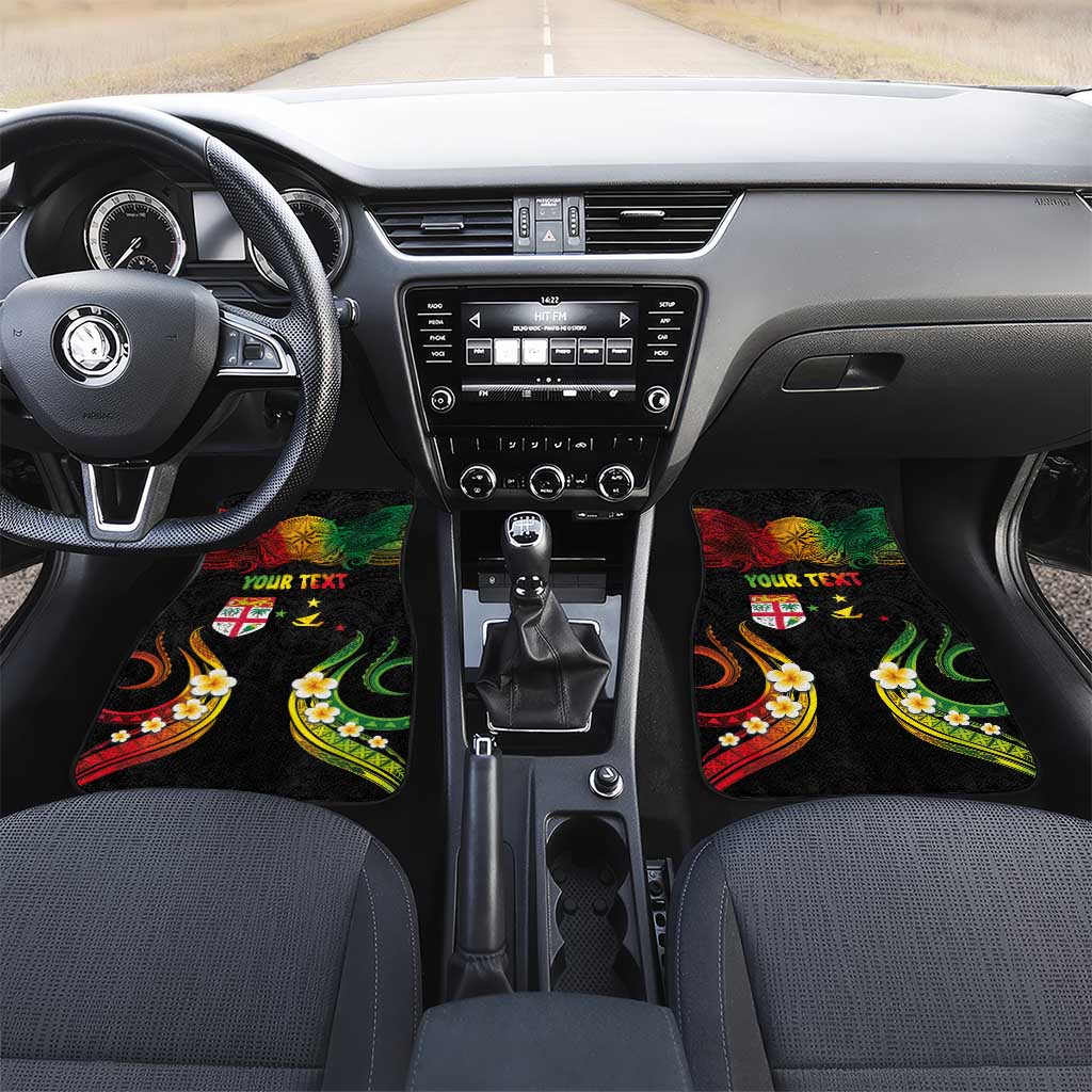 Personalised Malampa Fiji Day Car Mats Polynesian Tattoo and Plumeria Reggae Color LT03 Set 2pcs - Front Reggae - Polynesian Pride