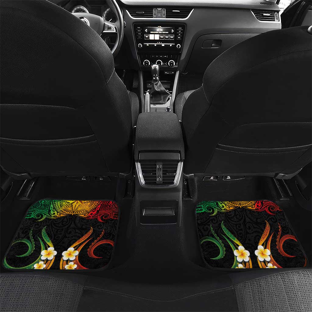 Personalised Malampa Fiji Day Car Mats Polynesian Tattoo and Plumeria Reggae Color LT03 Set 2pcs - Back Reggae - Polynesian Pride