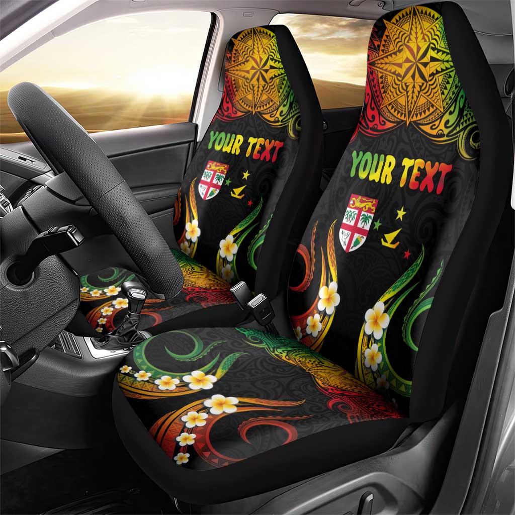 Personalised Malampa Fiji Day Car Seat Cover Polynesian Tattoo and Plumeria Reggae Color LT03 - Polynesian Pride