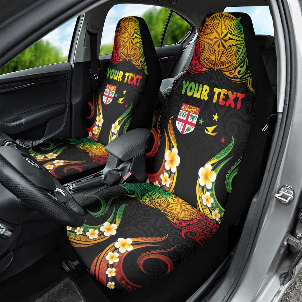 Personalised Malampa Fiji Day Car Seat Cover Polynesian Tattoo and Plumeria Reggae Color LT03 - Polynesian Pride